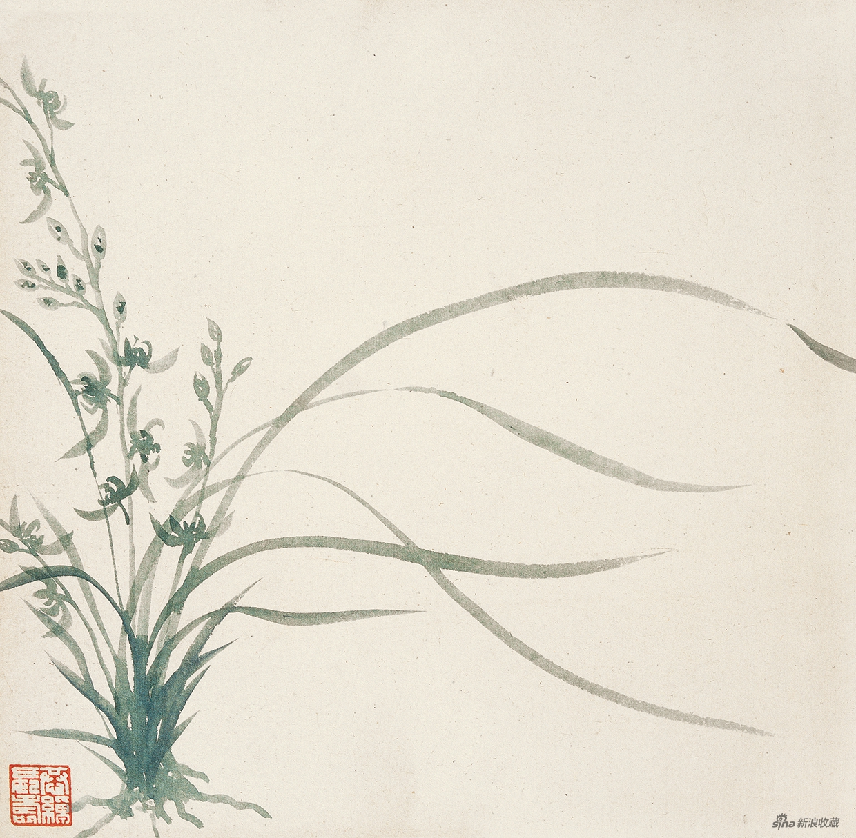 兰花图 叶恭绰 25cm×25cm 无年款 纸本设色 北京画院藏