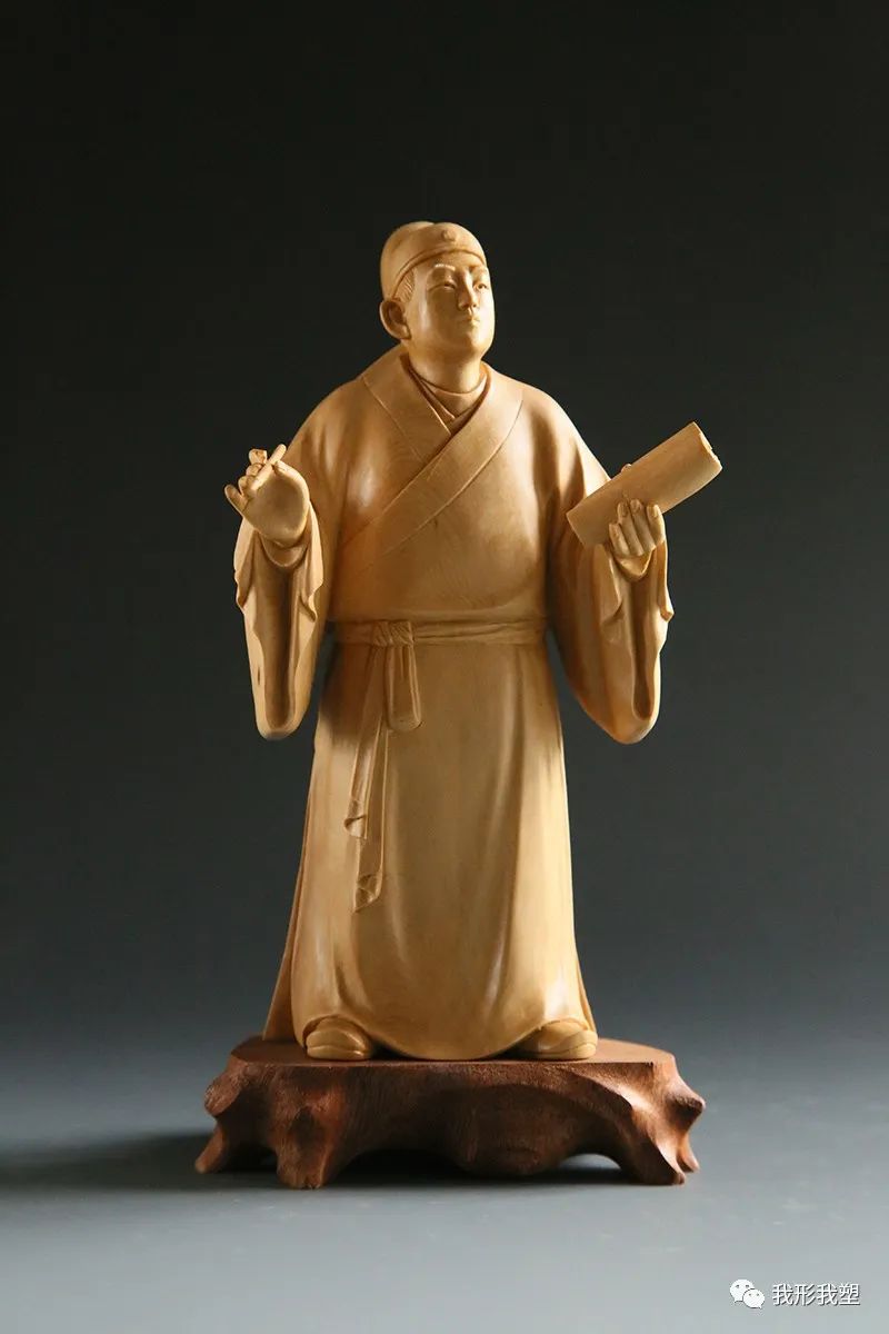 *珍品旧蔵 清時代 小葉黄楊木長眉羅漢 唐木 高品質木彫 古置物 工芸品 細密造 ZSL01-23