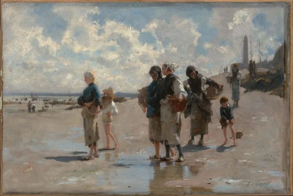 《在康卡勒钓牡蛎》，约翰·辛格·萨金特，1878年，布面油画