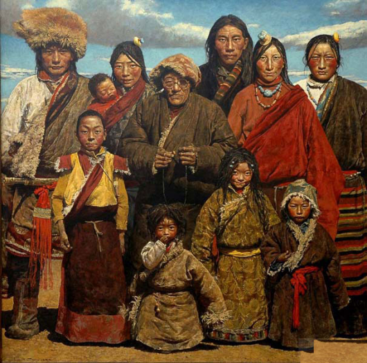 5于小冬  《 藏民-家人》  150x150cm ,布面油画,   1999年.png
