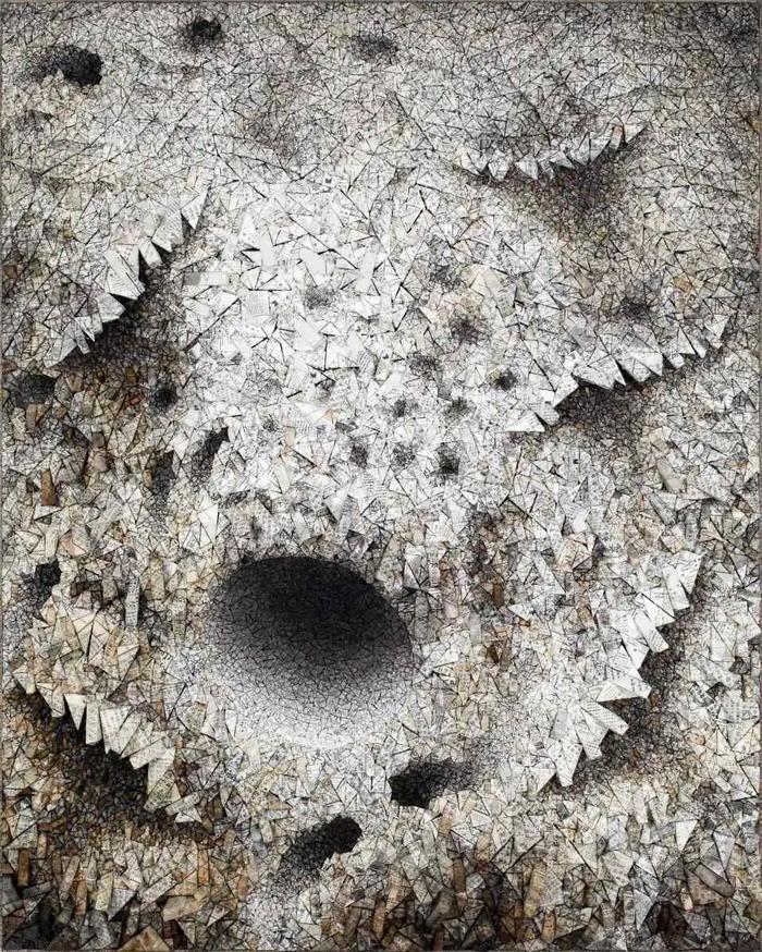 《聚合21-AU012》，混合材料韩国桑皮纸，229 × 183 cm，2021