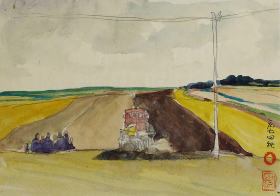 秋耕 安正中 水彩 11cm×16cm 1974年