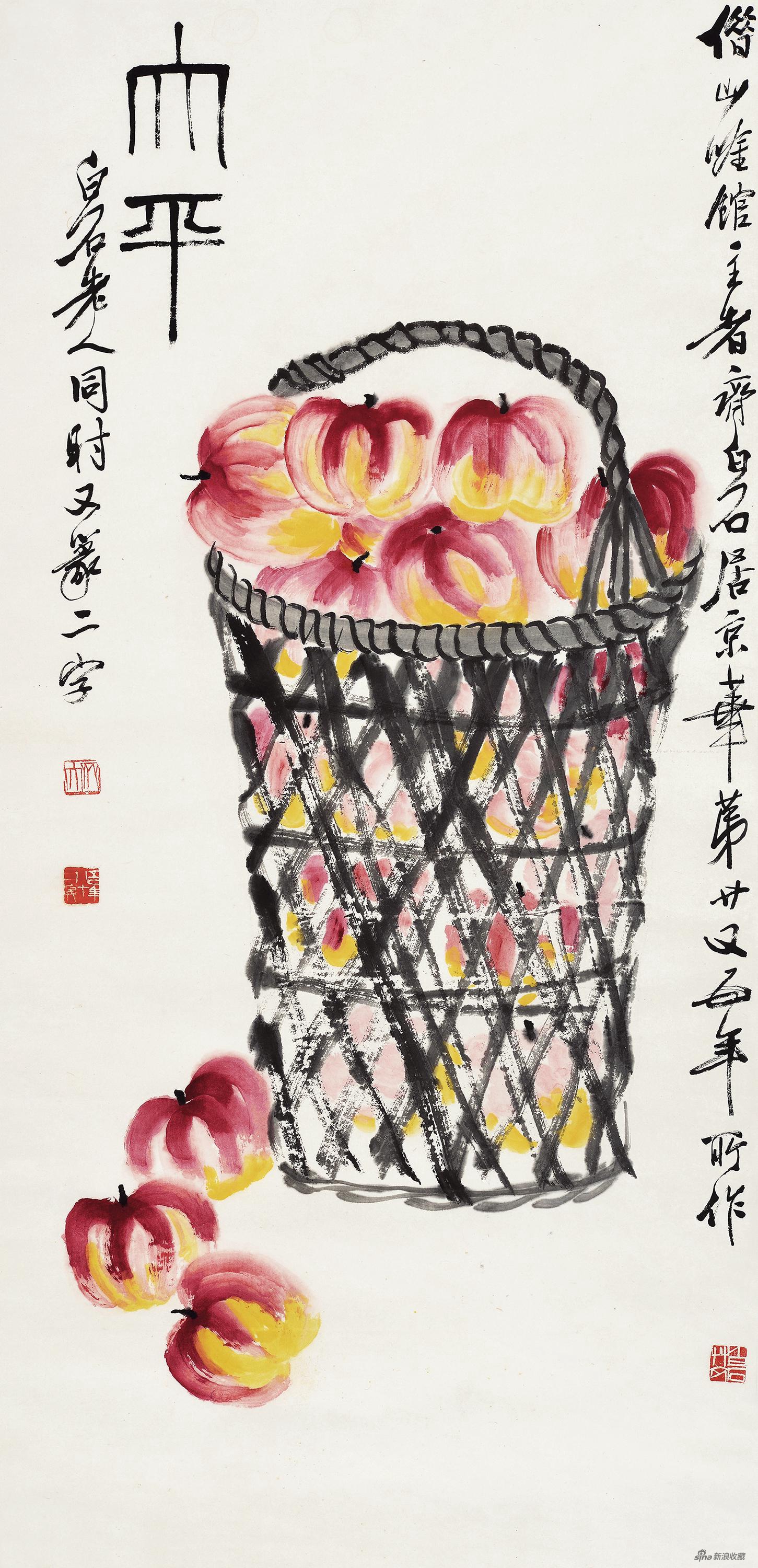 齐白石《太平》一九四四年作 设色纸本 镜心 99×48.5cm