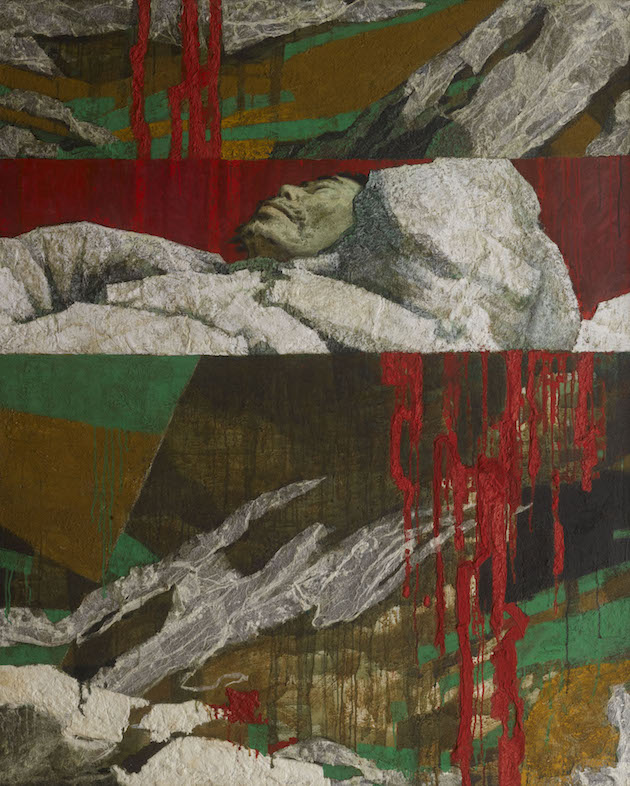 《闻一多肖像组画——牺牲》，闻立鹏，布面油画，162cm×130cm，1988年