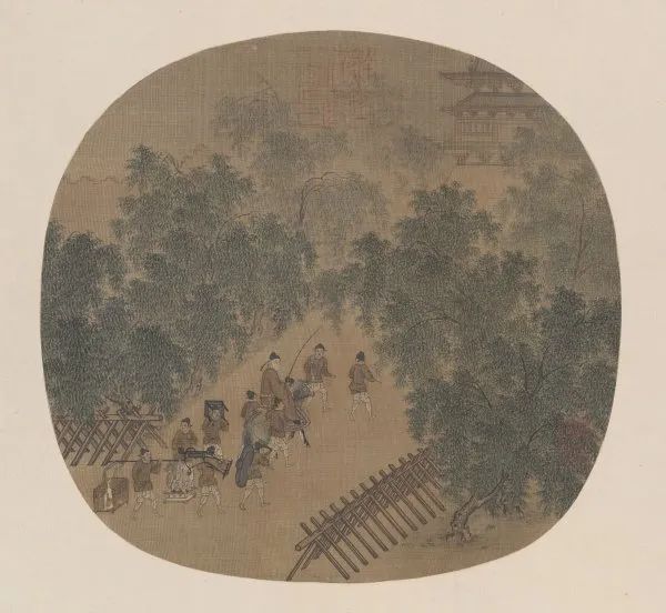 宋  佚名 春游晚归图　绢本 团扇 设色  24.2x25.3cm 故宫博物院藏