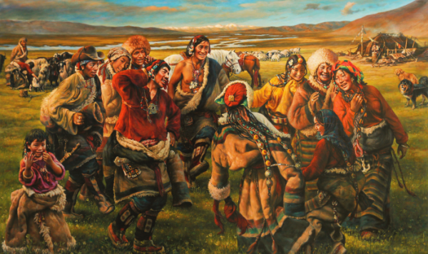 58裴庄欣《草原上的锅庄舞》160x220cm 布面油画 1984年.png